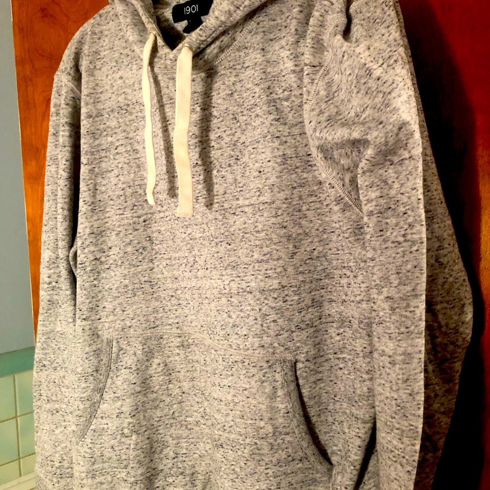 1901 Gray Heathered Large L Drawstring Kangaroo pocket hoodie new Nordstroms